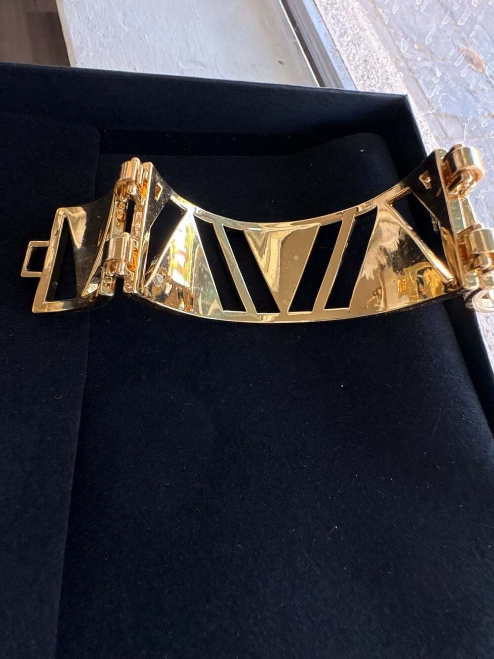 Juicy Couture Gold-Tone Geometric Art Deco Style Crystal Cuff Bracelet - Picture 6 of 6